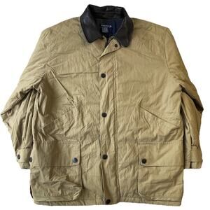 VINTAGE Nautica Men Jacket L Khaki (upper Body Cotton Lining) Inner Zip Pocket